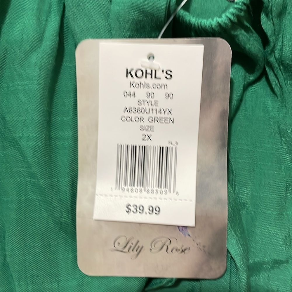 Plus size Green Square Neck Dress with tie in back size 2x - Picture 11 of 11